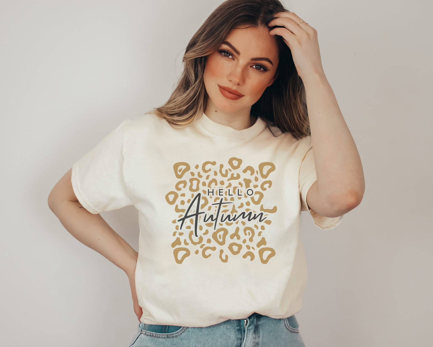 Hello Autumn Leopard Graphic Tee | Fall Tee