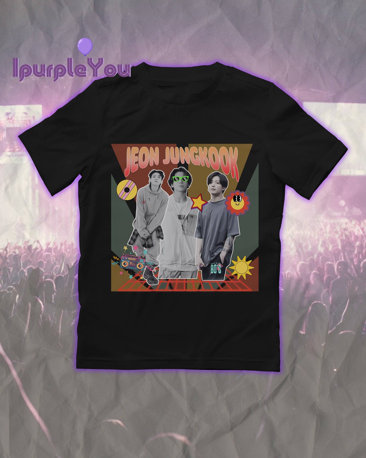 Jeon Jungkook Groovy Retro 80’S Bts Vintage T-Shirt