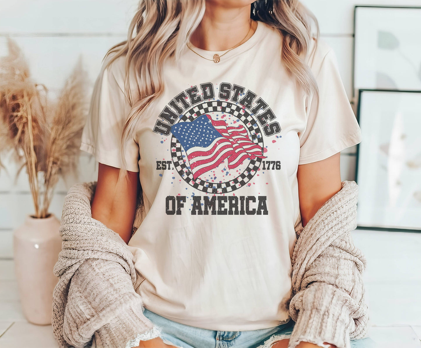 USA Checker Flag Tee | Patriotic T Shirt
