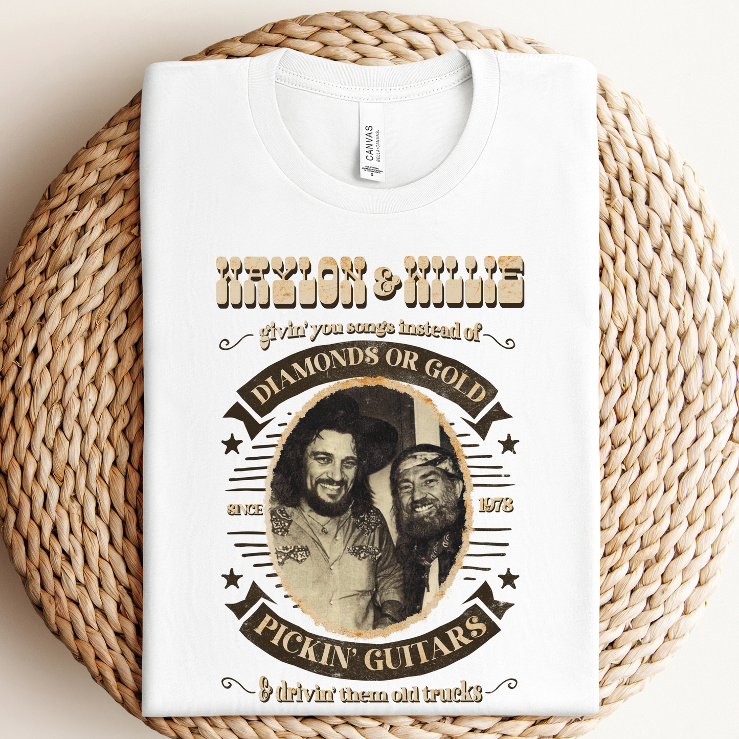 White Waylon Duo Guitar Graphic Tee