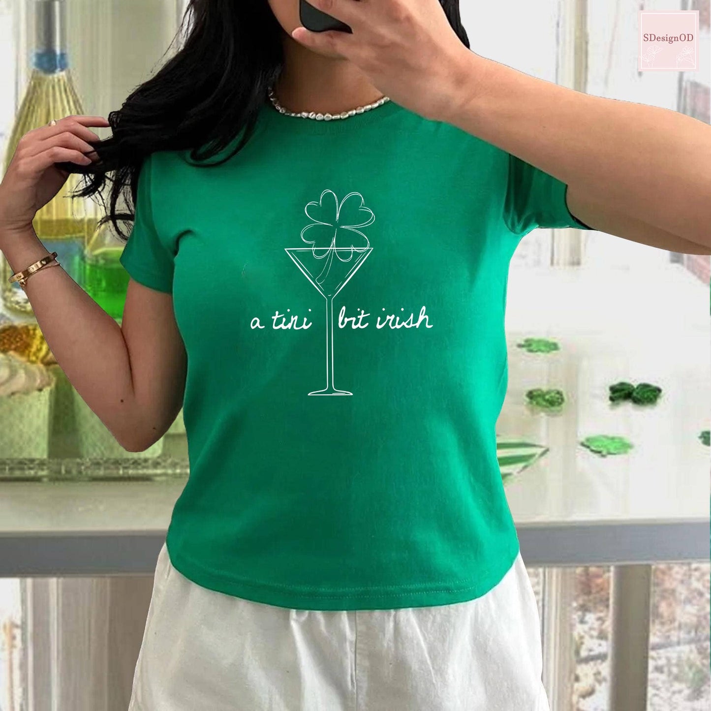 Shamrock Martini St. Patrick's Day Baby Tee Lucky Girl