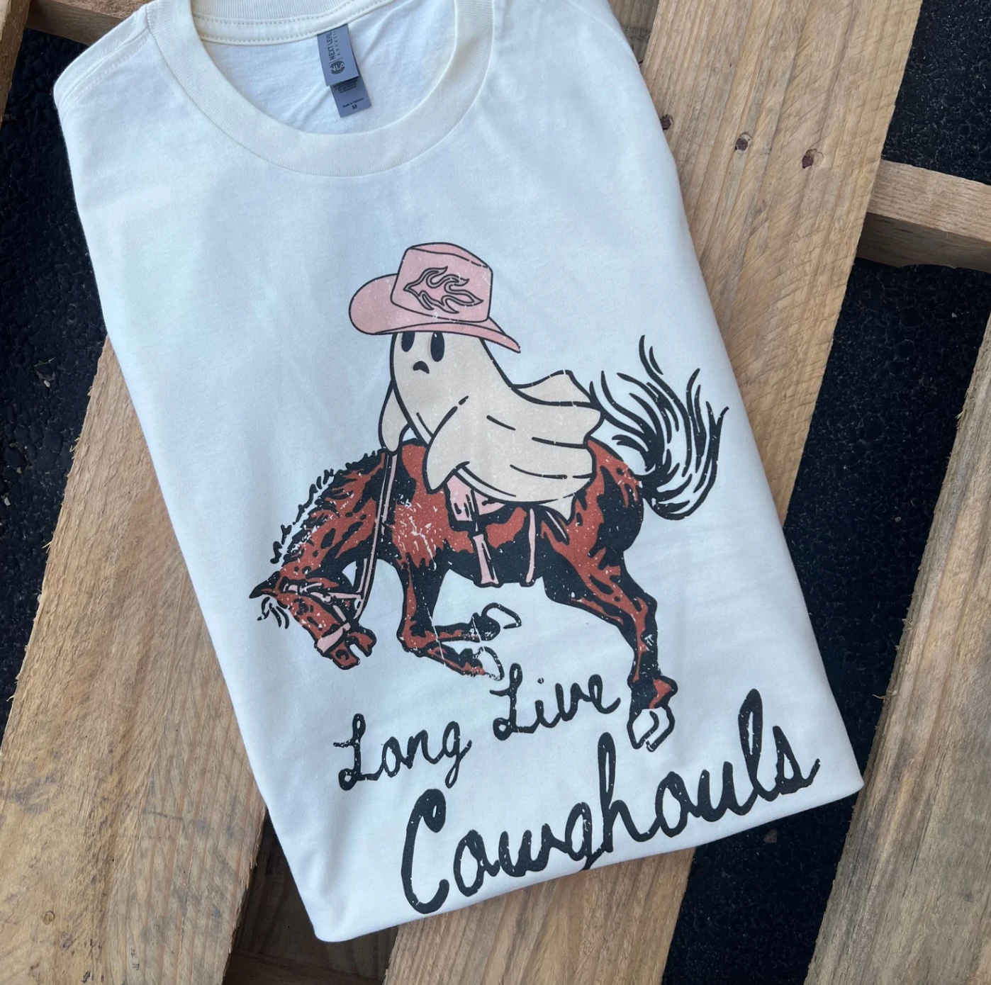 Bucking Horse Long Live Cowghouls - Cream Tee