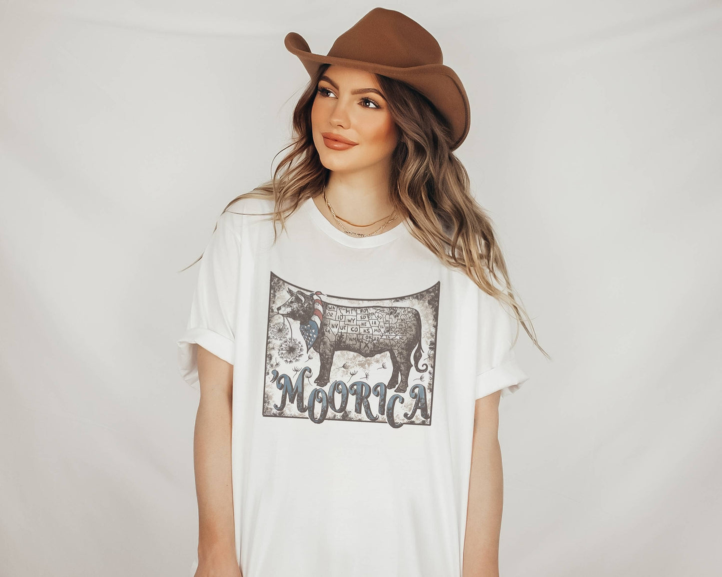 Moorica Tee | Patriotic T Shirt | Cow Usa Tee