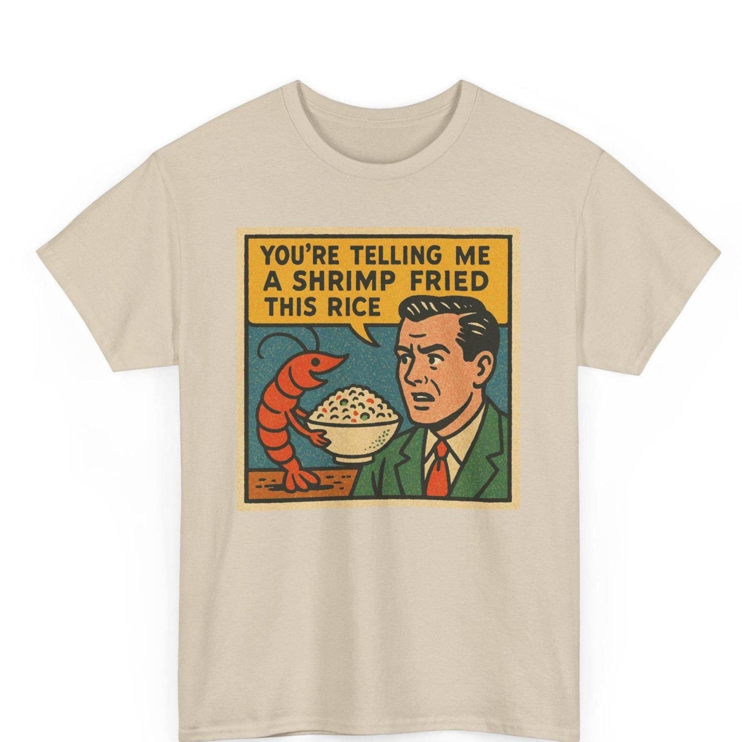 Shrimp Fried Rice Funny Retro Comic Tee Soft Cotton