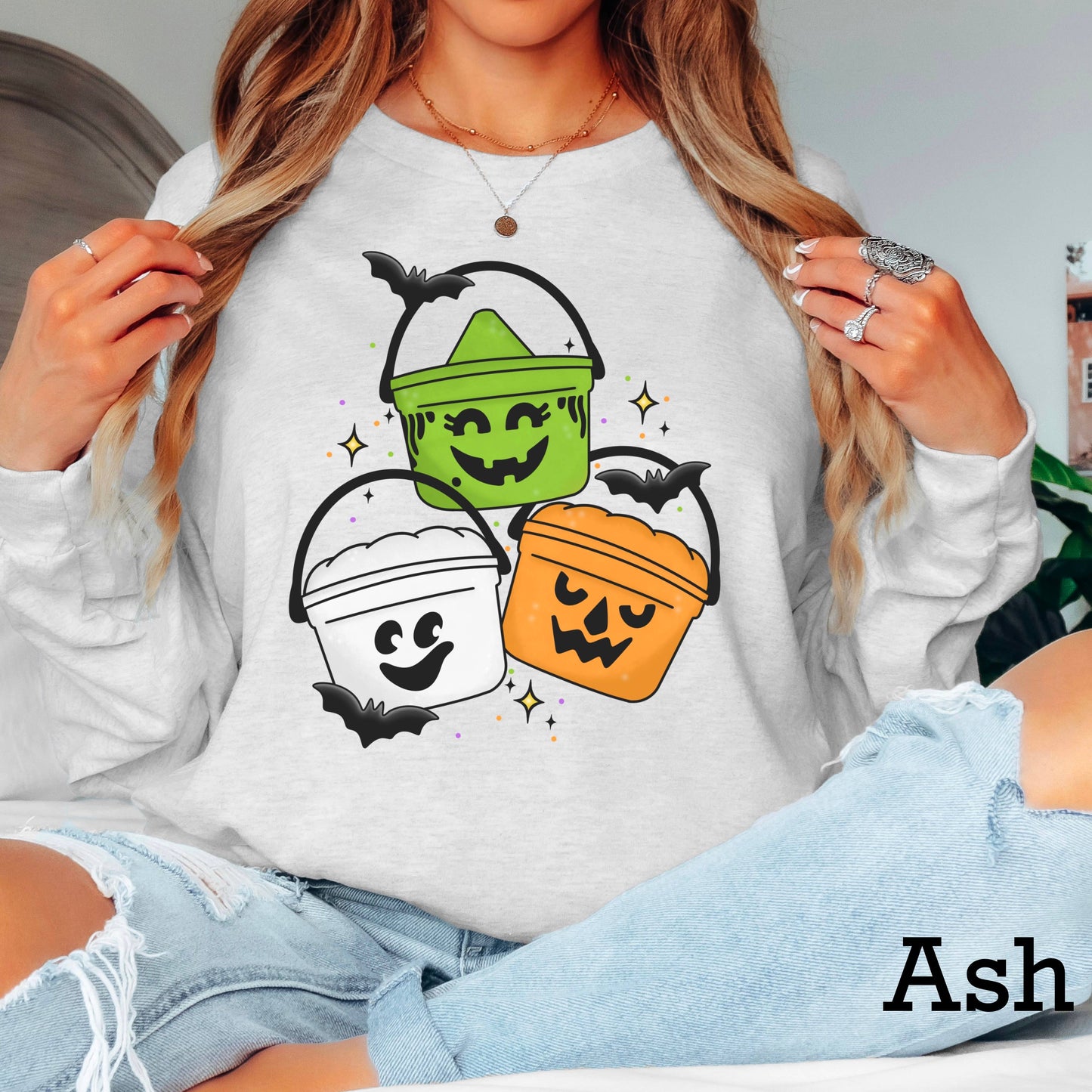 Halloween 2025 Meal Bucket Long Sleeve Shirt | Gildan
