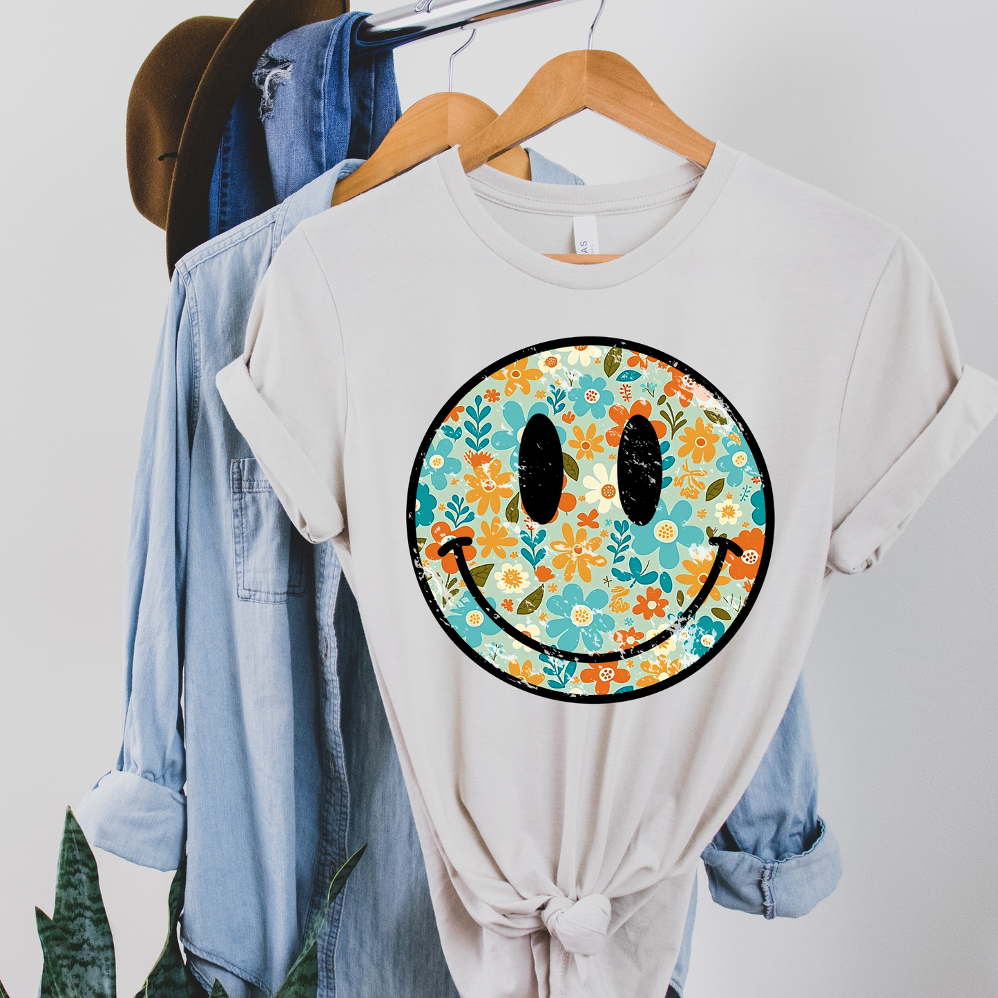 Colorful Retro Smiley Graphic Tee