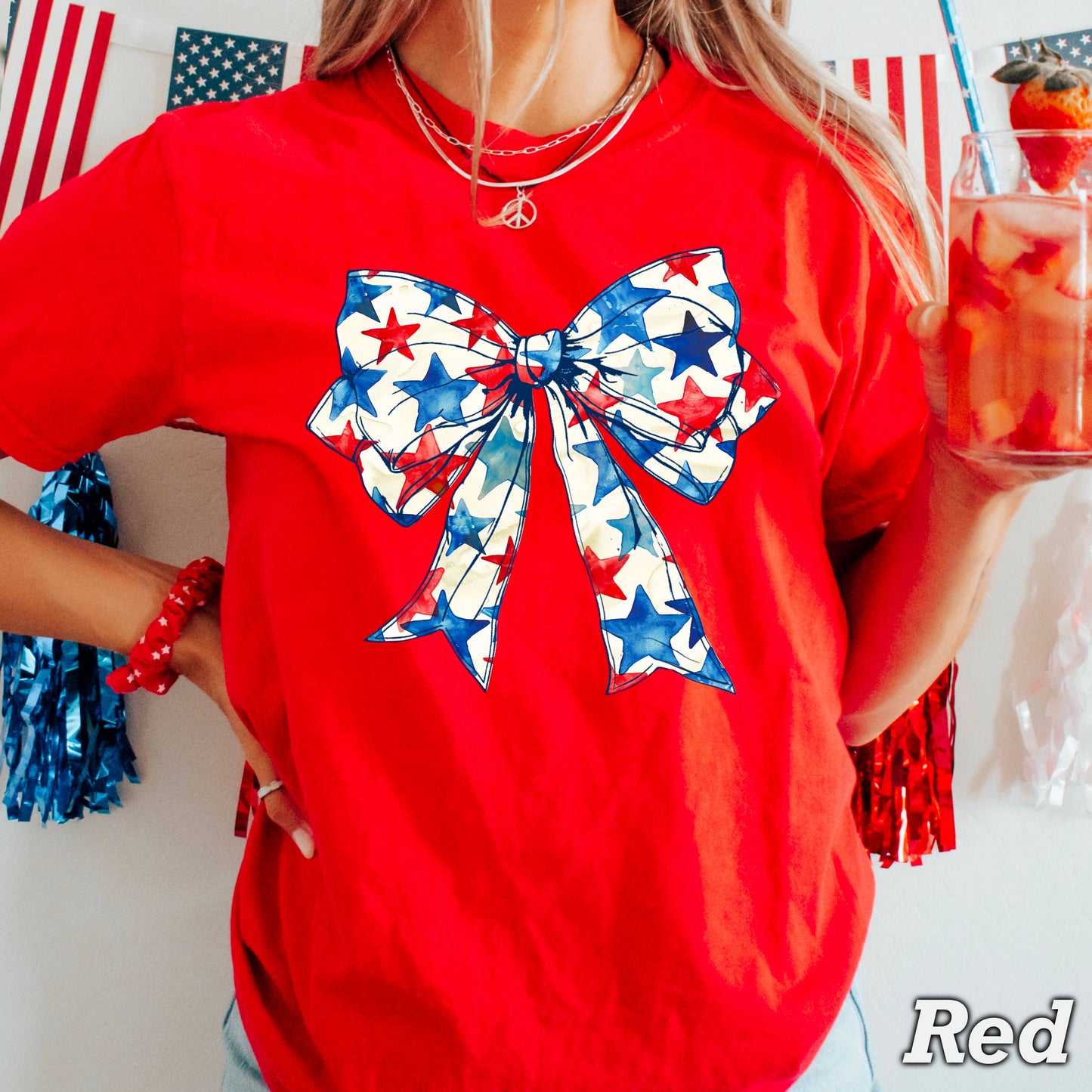 Coquette July 4th Bow Graphic Shirt | Comfort Colors