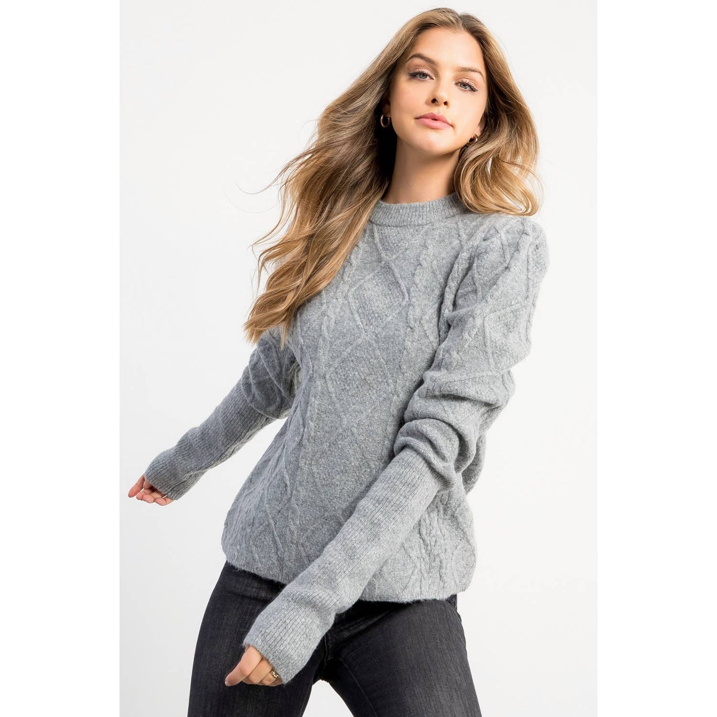 Textured Cable Knit Sweater