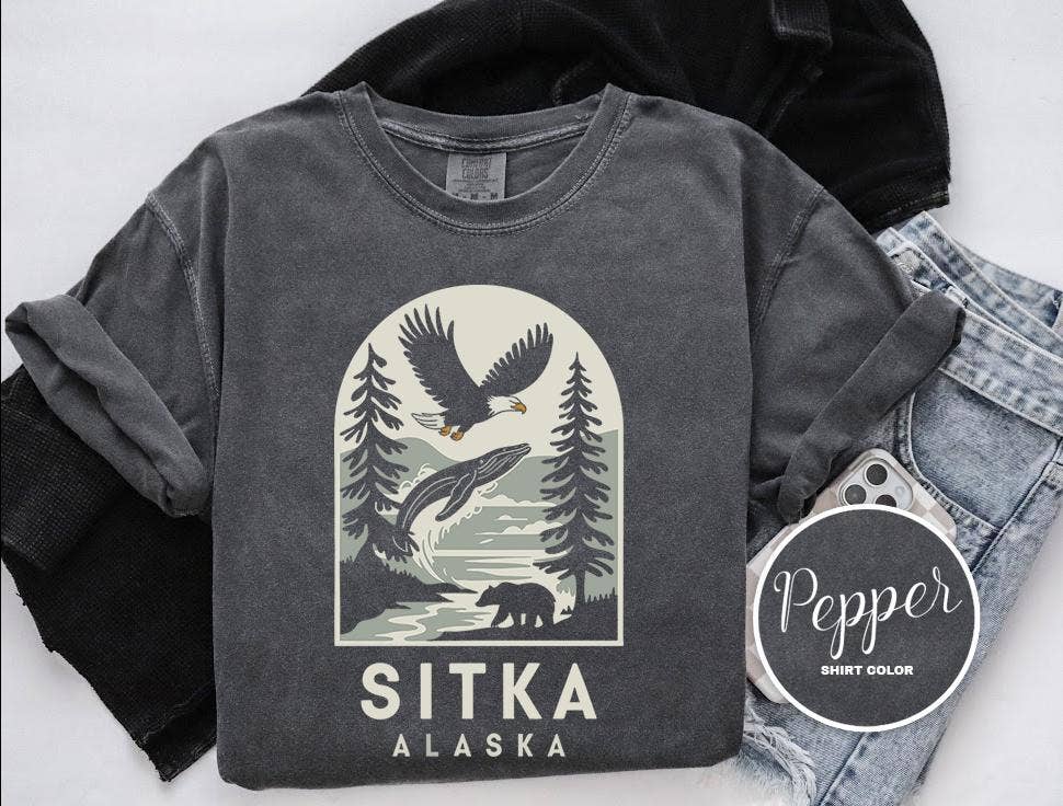 Nature Graphic Comfort Colors Tee - Sitka Alaska Wildlife