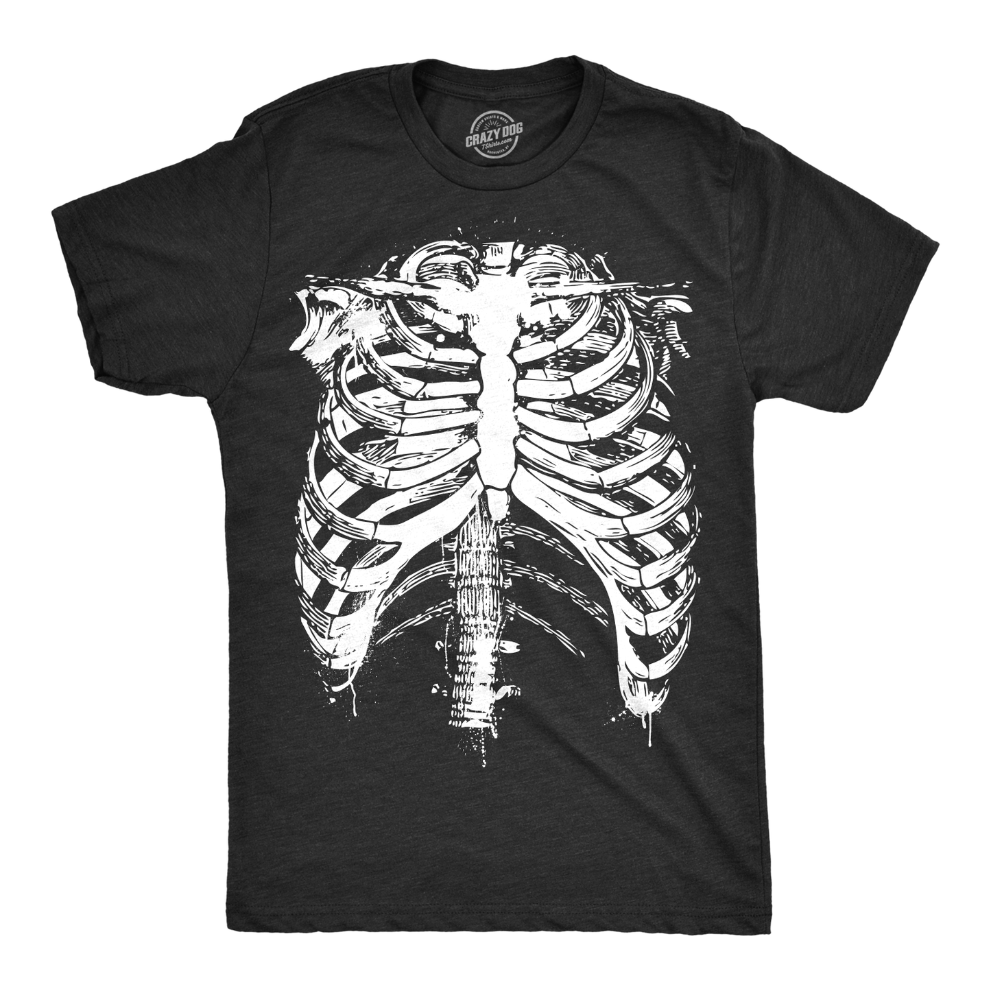 Splattered Rib Cage Mens Halloween Graphic T Shirt Funny