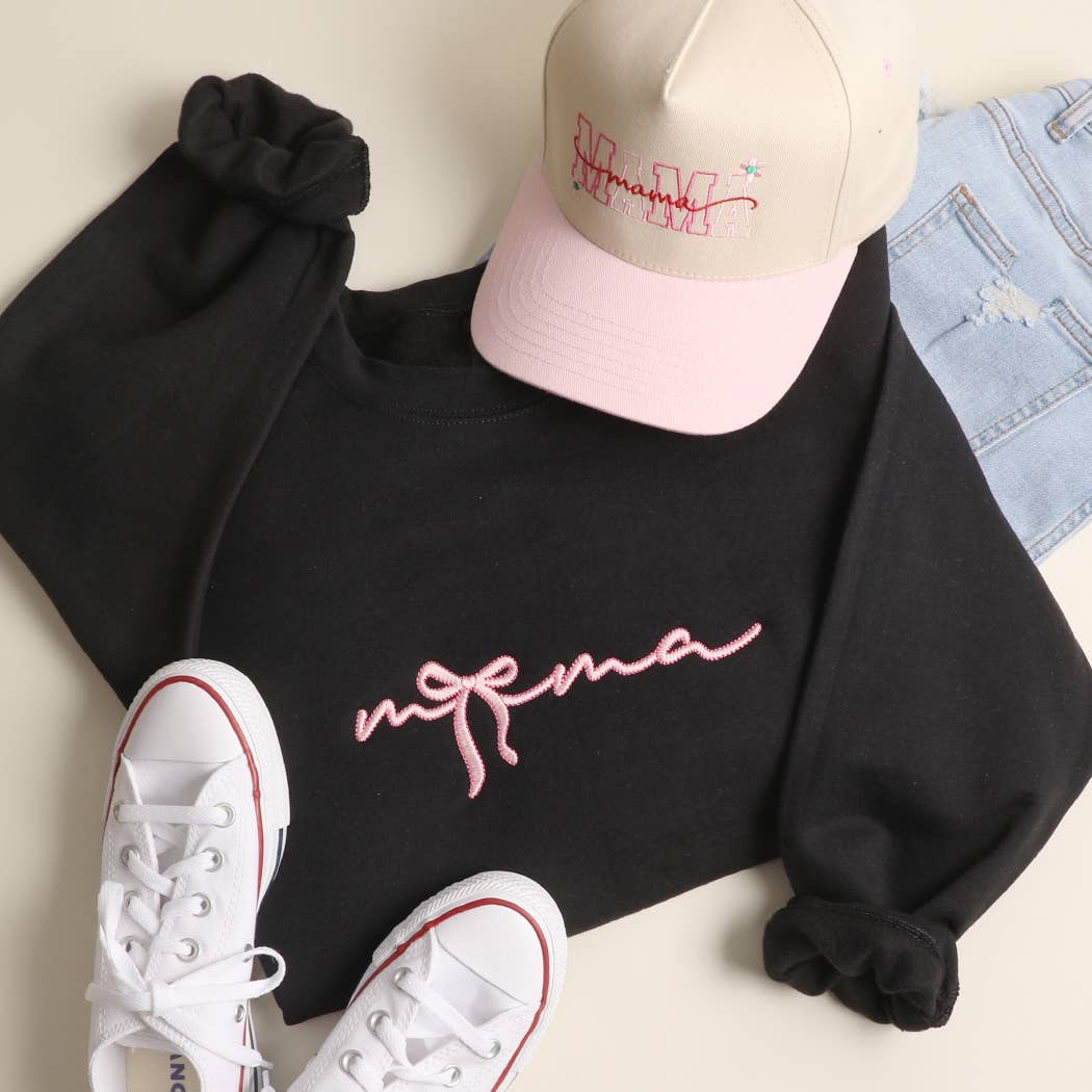 Mama Ribbon Embroidered Heavyweight Sweatshirt