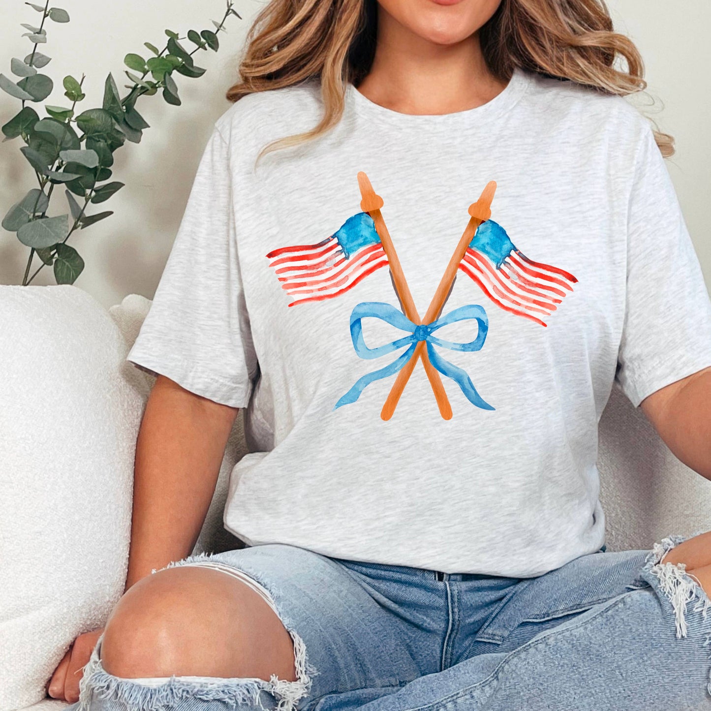 Coquette American Flag | July 4th Graphic Tee | Gildan