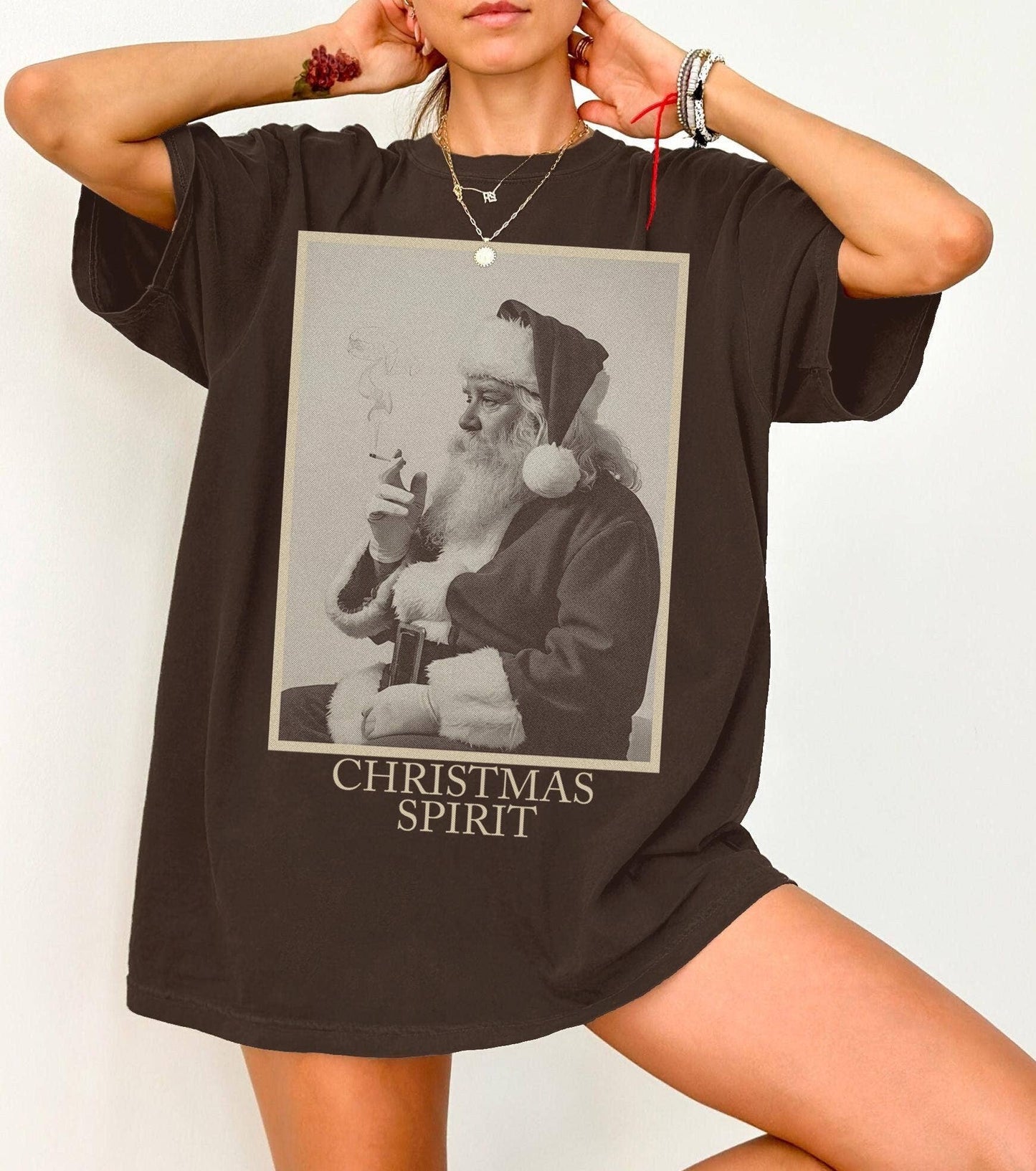 Retro Santa Smoking Christmas Tee, 90s Aesthetic Gift