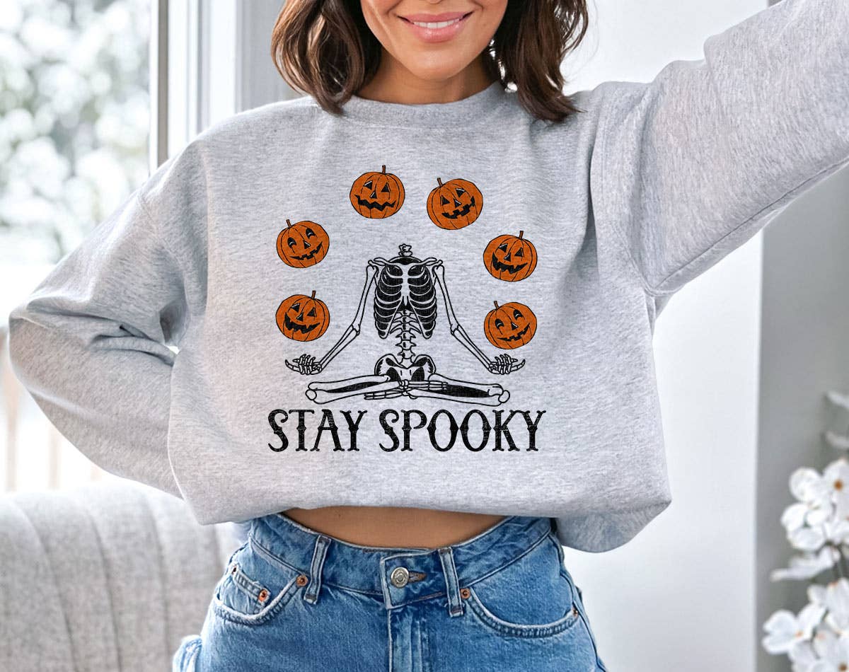 Stay Spooky Skeleton Juggle - Pumpkin Halloween Sweatshirt