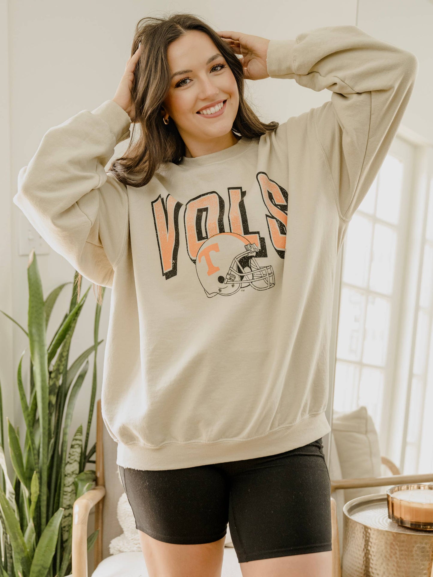 Tennessee Vols Helmet Fade Sand Thrifted Sweatshirt