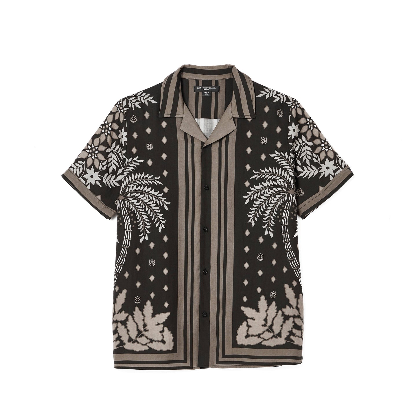 Cult's Cuban Short Sleeve Woven Shirt in Black Retro