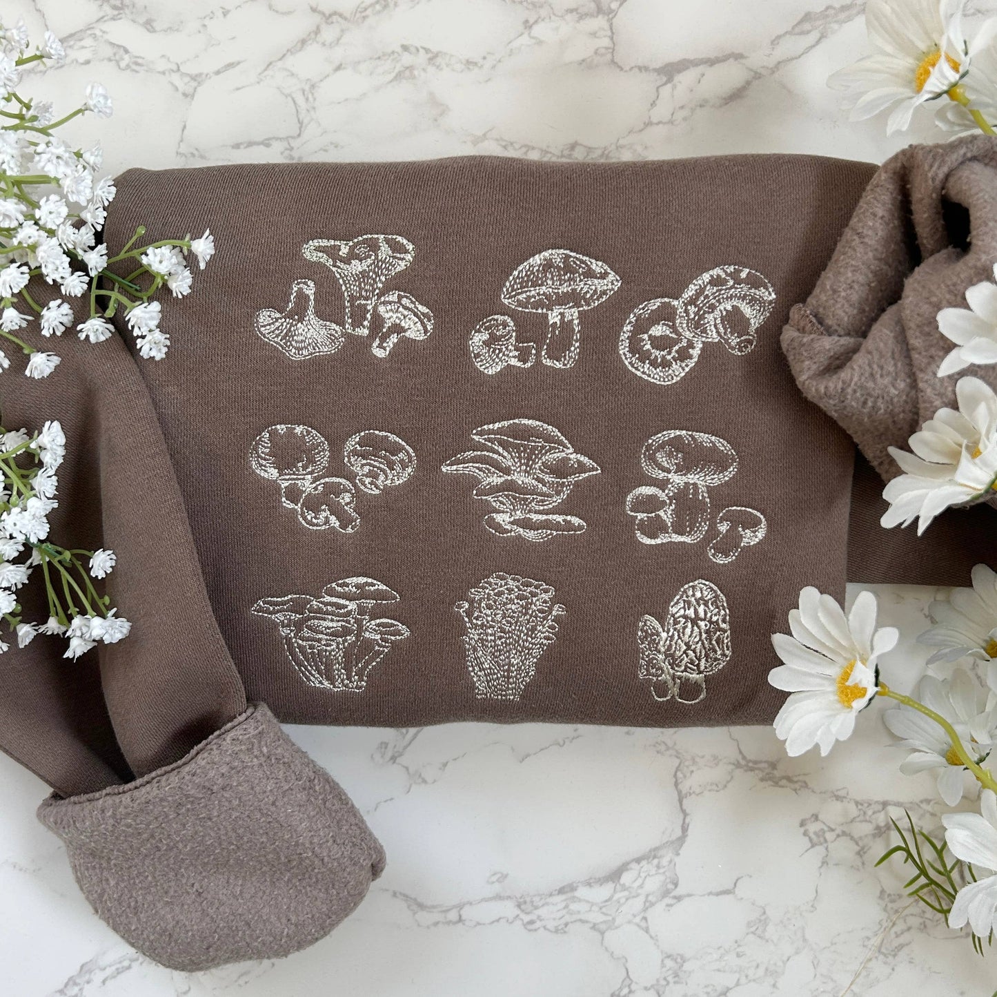 Embroidered Edible Mushroom Outdoorsy Plant Sweatshirt