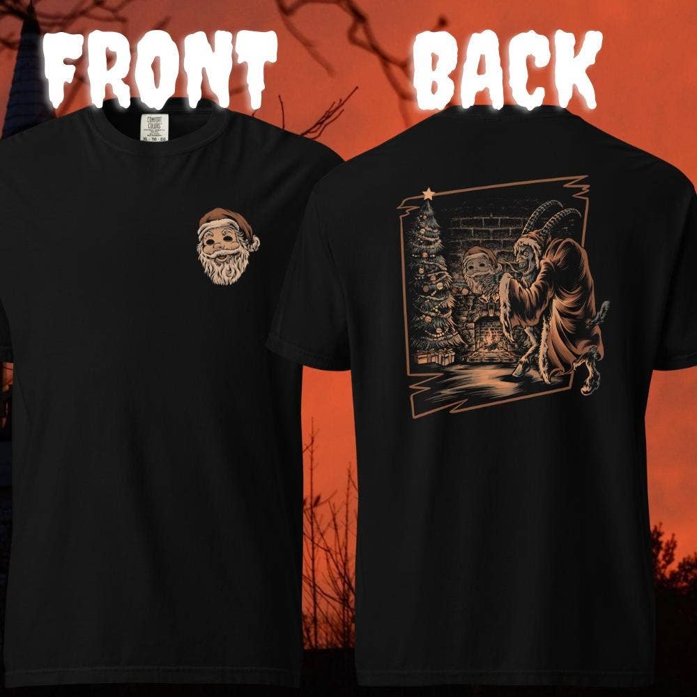 Santa Vs Krampus Spooky Christmas Monster Tee