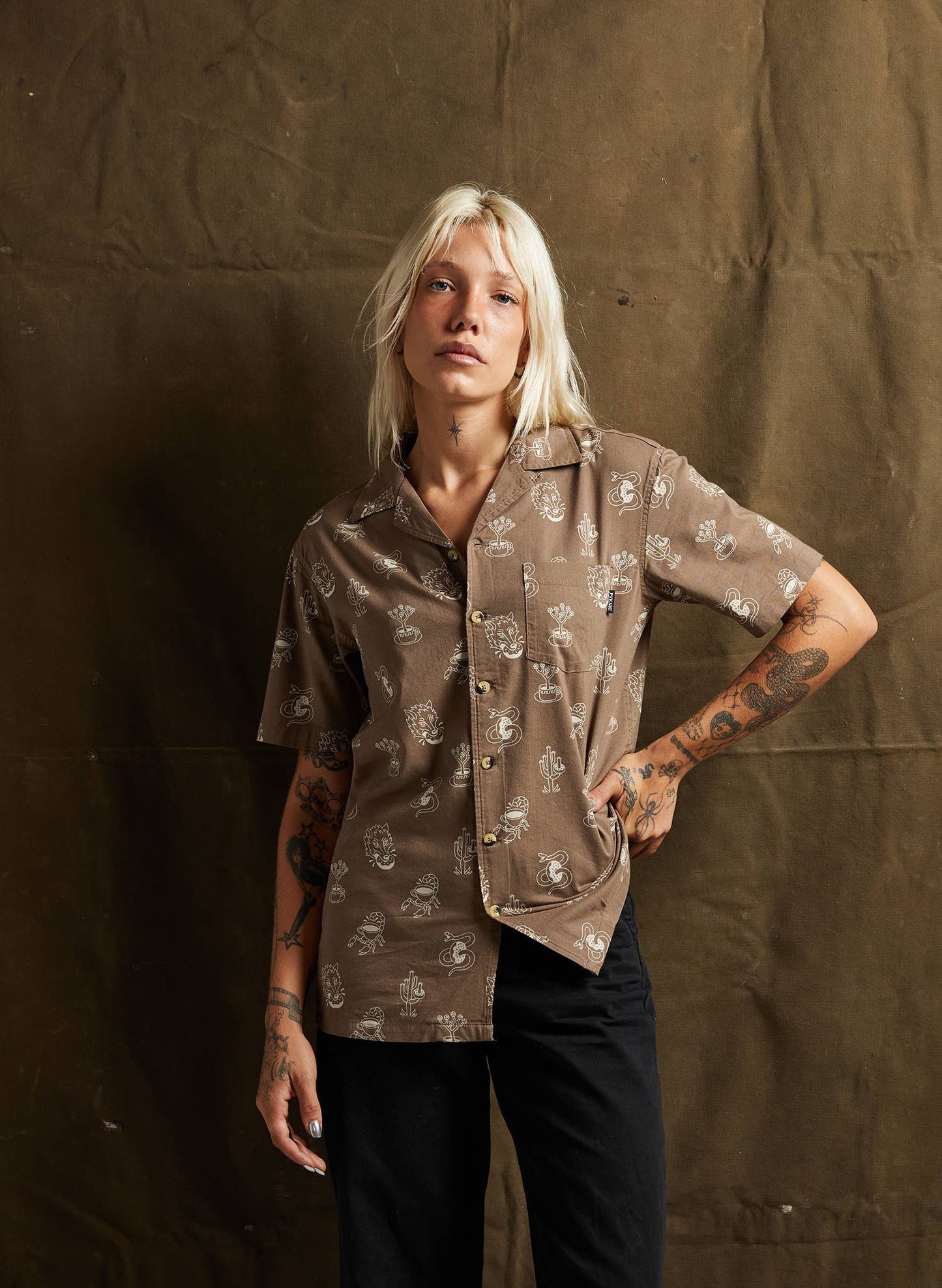 Desert Donuts Casual Button Up Shirt Men Women Western