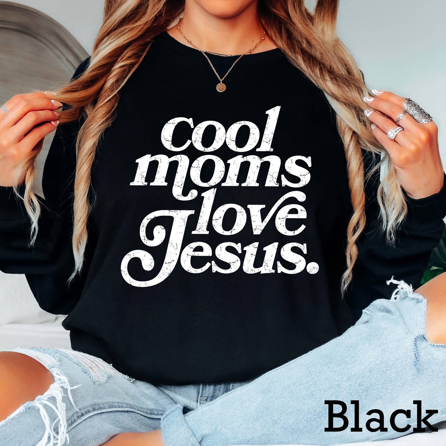 Cool Moms Love Jesus Christian Long Sleeve Shirt | Gildan
