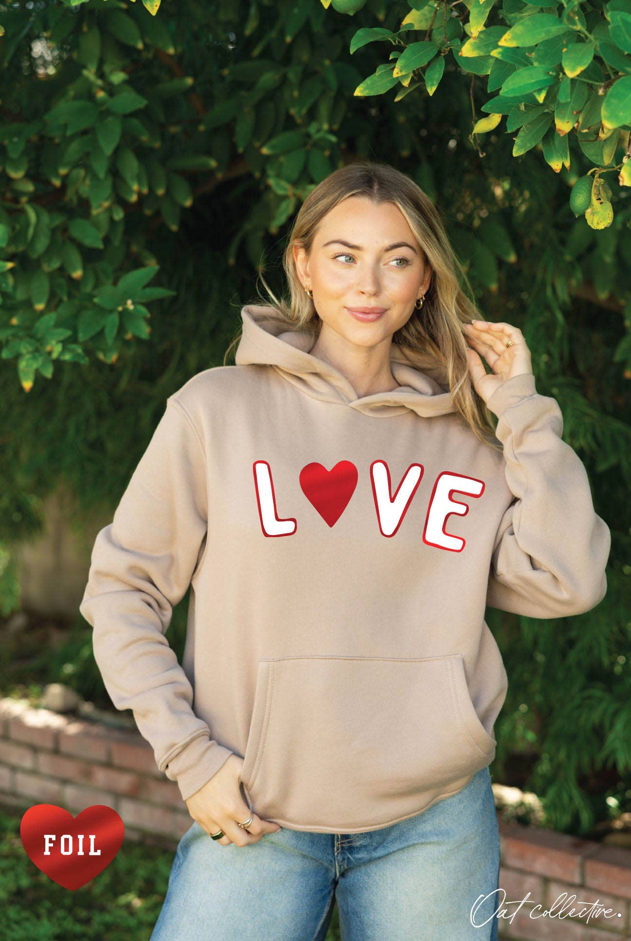 Love Foil Hoodie Pullover Sweatshirt