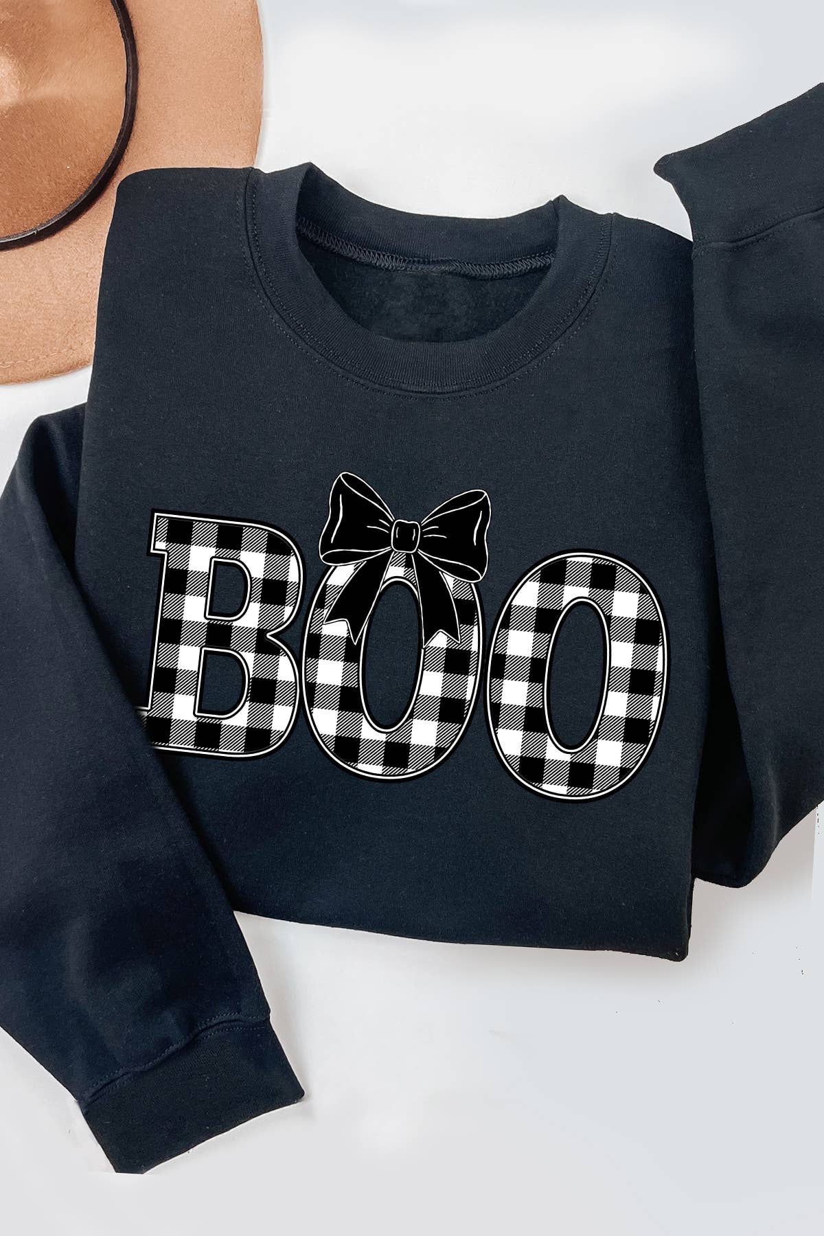 Women Boo Graphic Print Solid Pullover Sweater Top