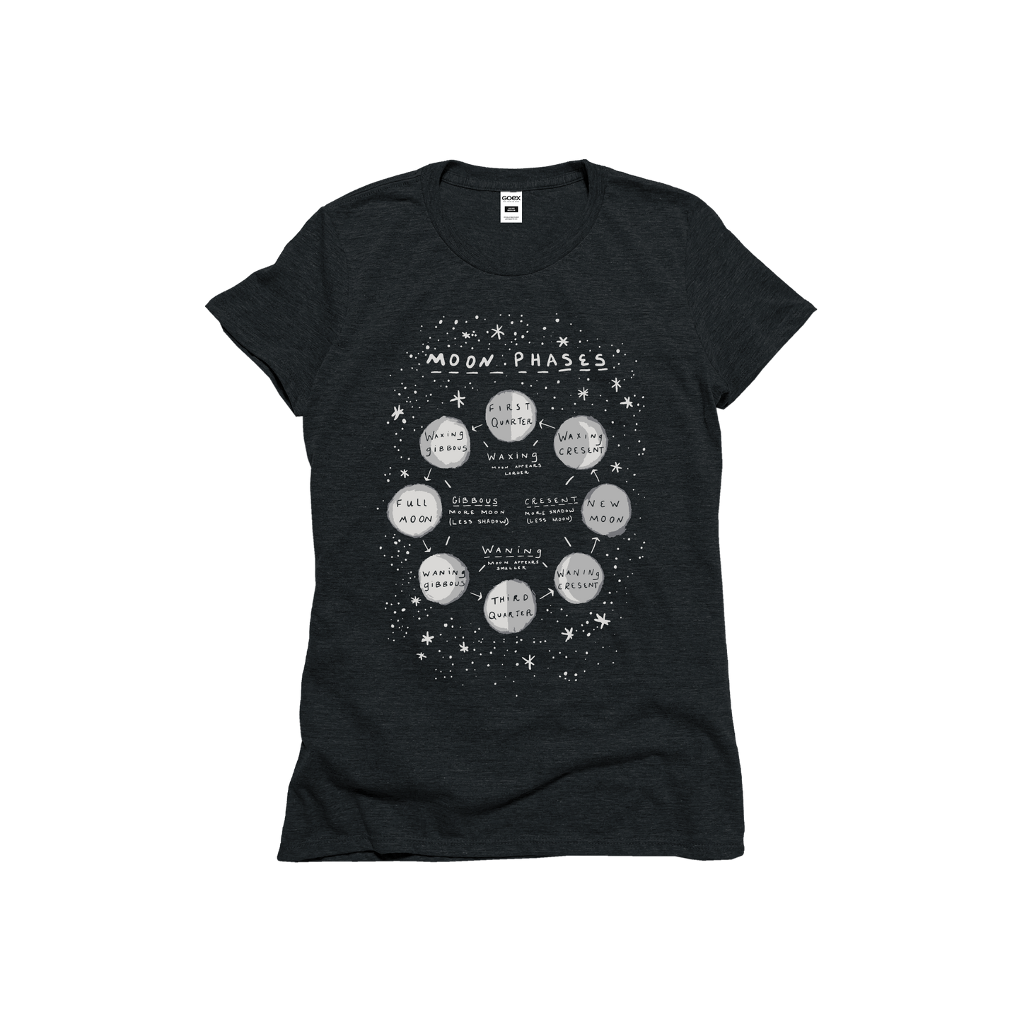 Moon Phases Graphic Tee - Charcoal - 24pk
