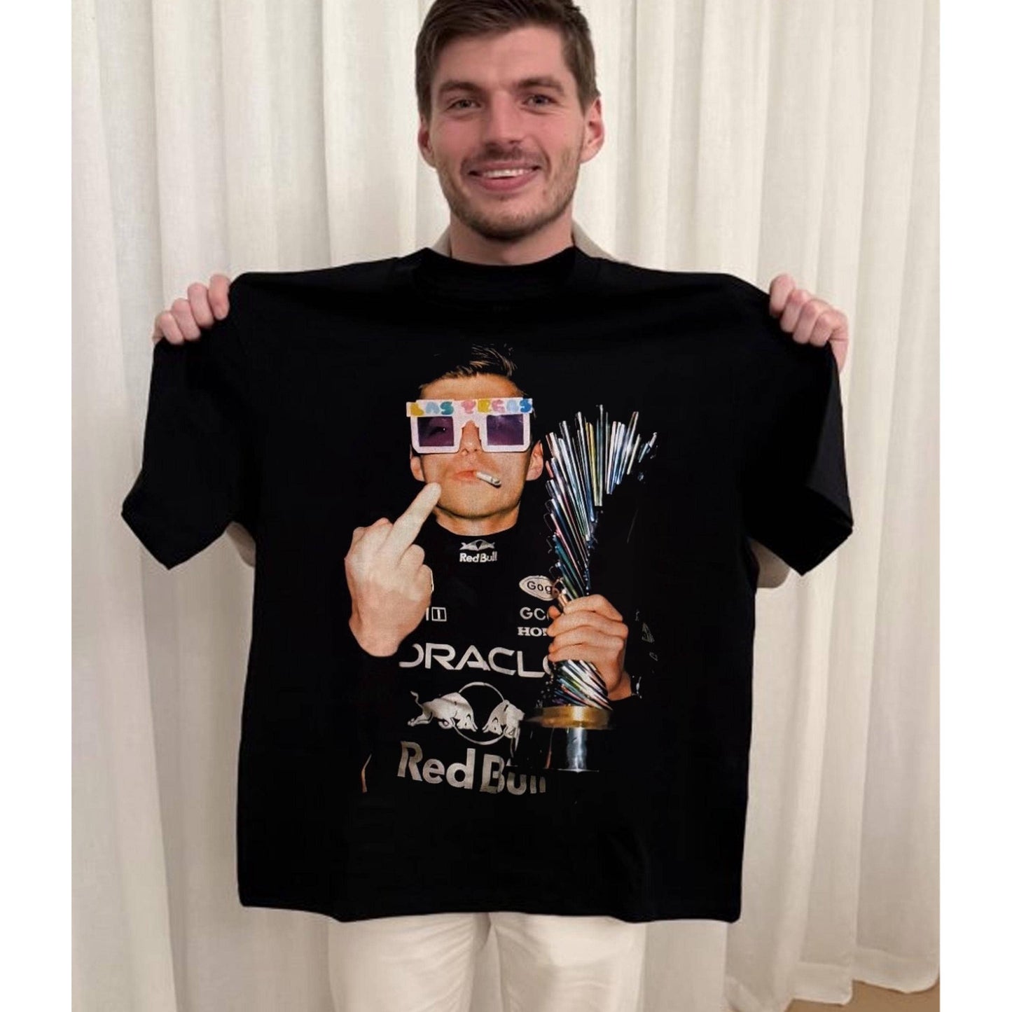 Max Verstappen Trophy Middle Finger T-Shirt