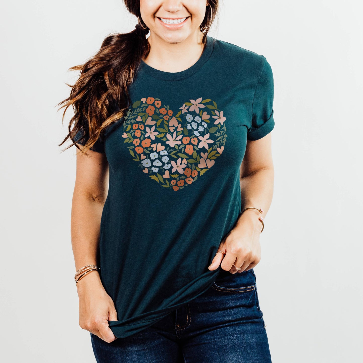 Floral Heart Retro Tee | Floral | Sizes XS-2XL