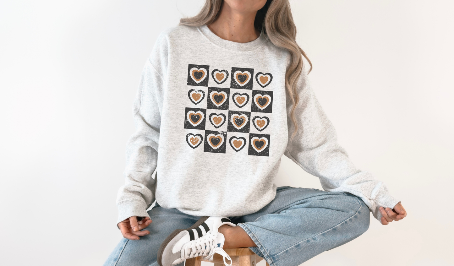 Camel Hearts Chart Crew Neck Sweatshirt