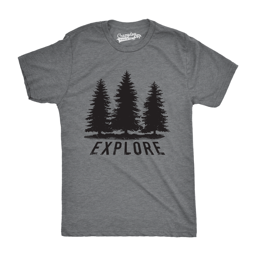 Explore Pine Trees Men's Tshirt Camping Graphic Tee Western