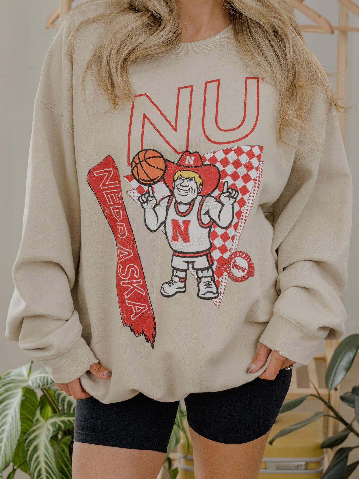 Nebraska Huskers Courtside Basketball Thrifted Sweatshirt