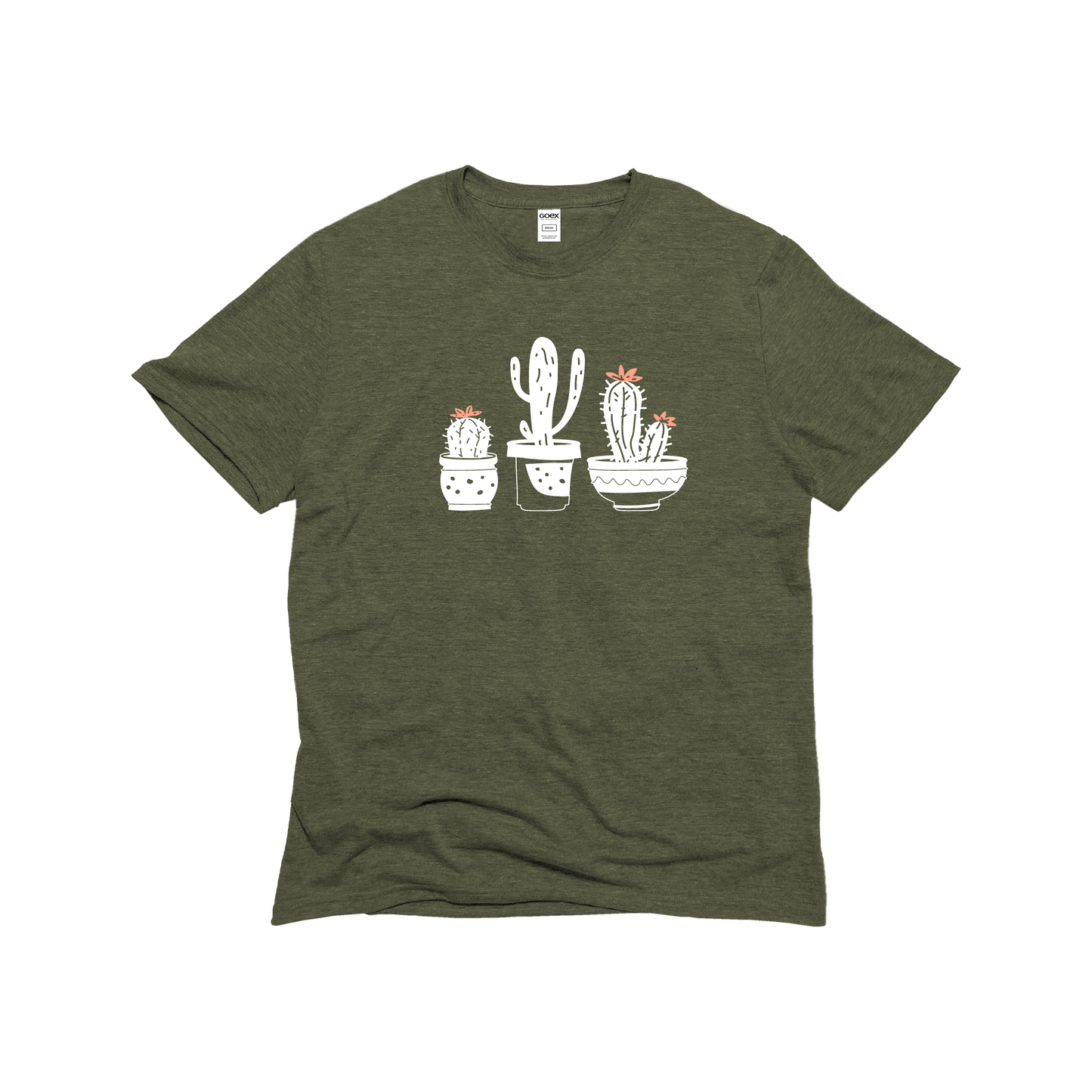 Cactus Trio Unisex Graphic Tee in Olive - 12pk