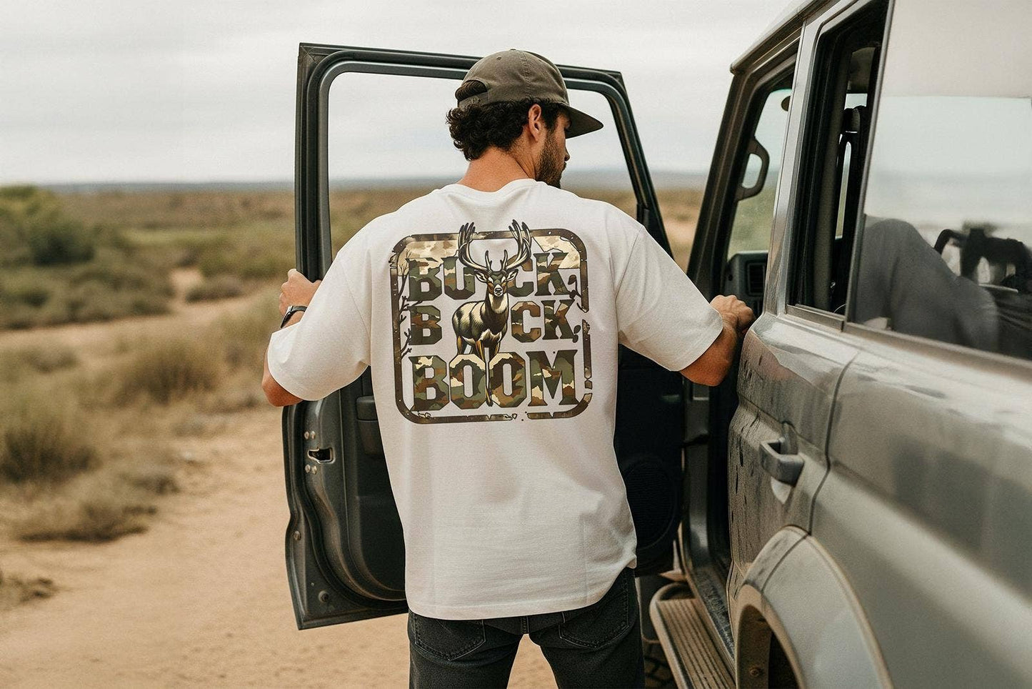 Rustic Camo Deer Hunter Antler Hunting Shirt Design