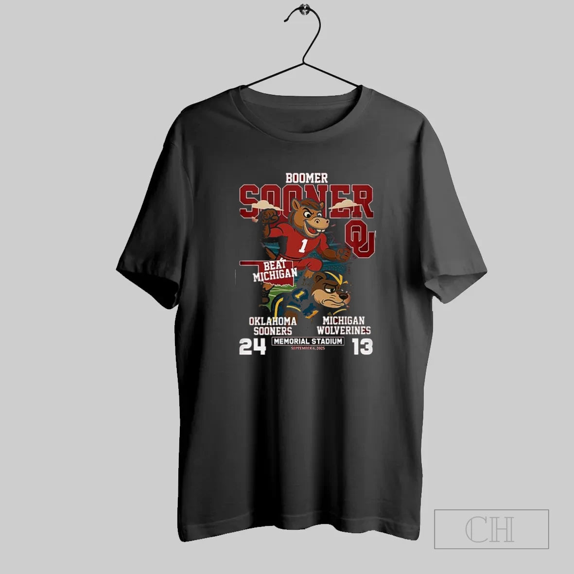 Boomer Sooner Beat Michigan Mascot Oklahoma Sooners 24 13 Michigan Wolverines