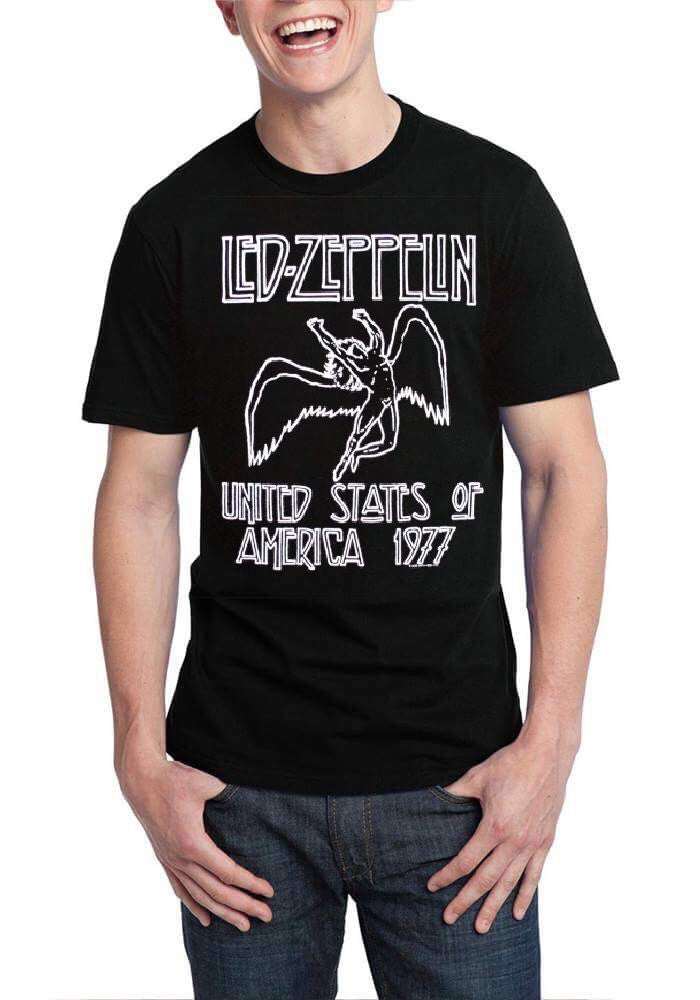 Led Zeppelin United States Of America 1977 Black T-Shirt