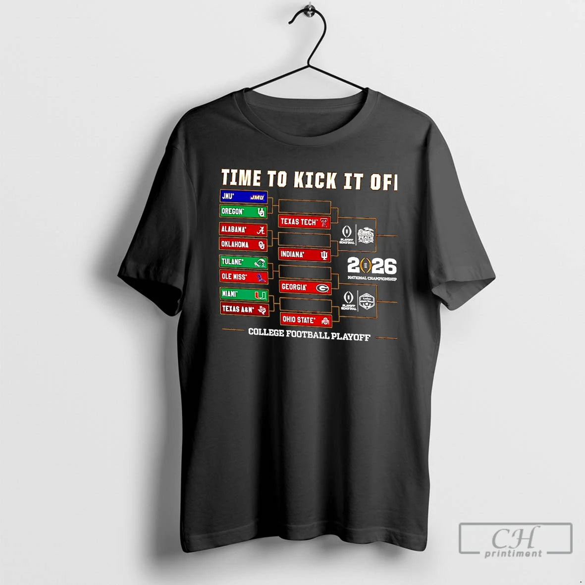 Classic 2025 26 College Football Playoff Timje To Kick It Off Bracket Christmas T Shirts