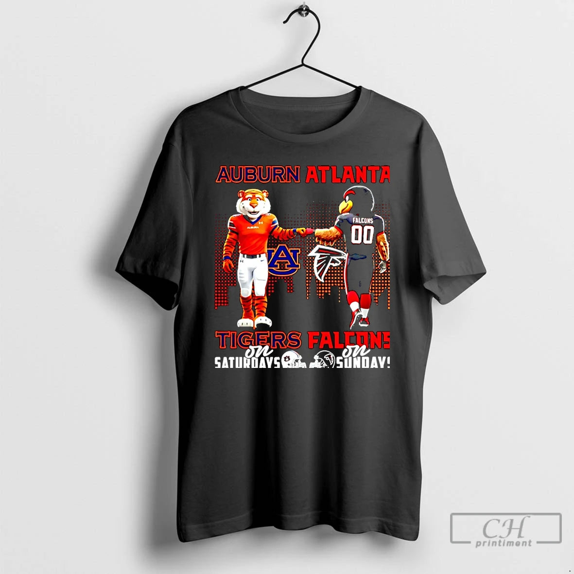 Classic Auburn Tigers On Saturdays Vs Atlanta Falcons On Sundays Mascot Skyline Christmas T Shirts