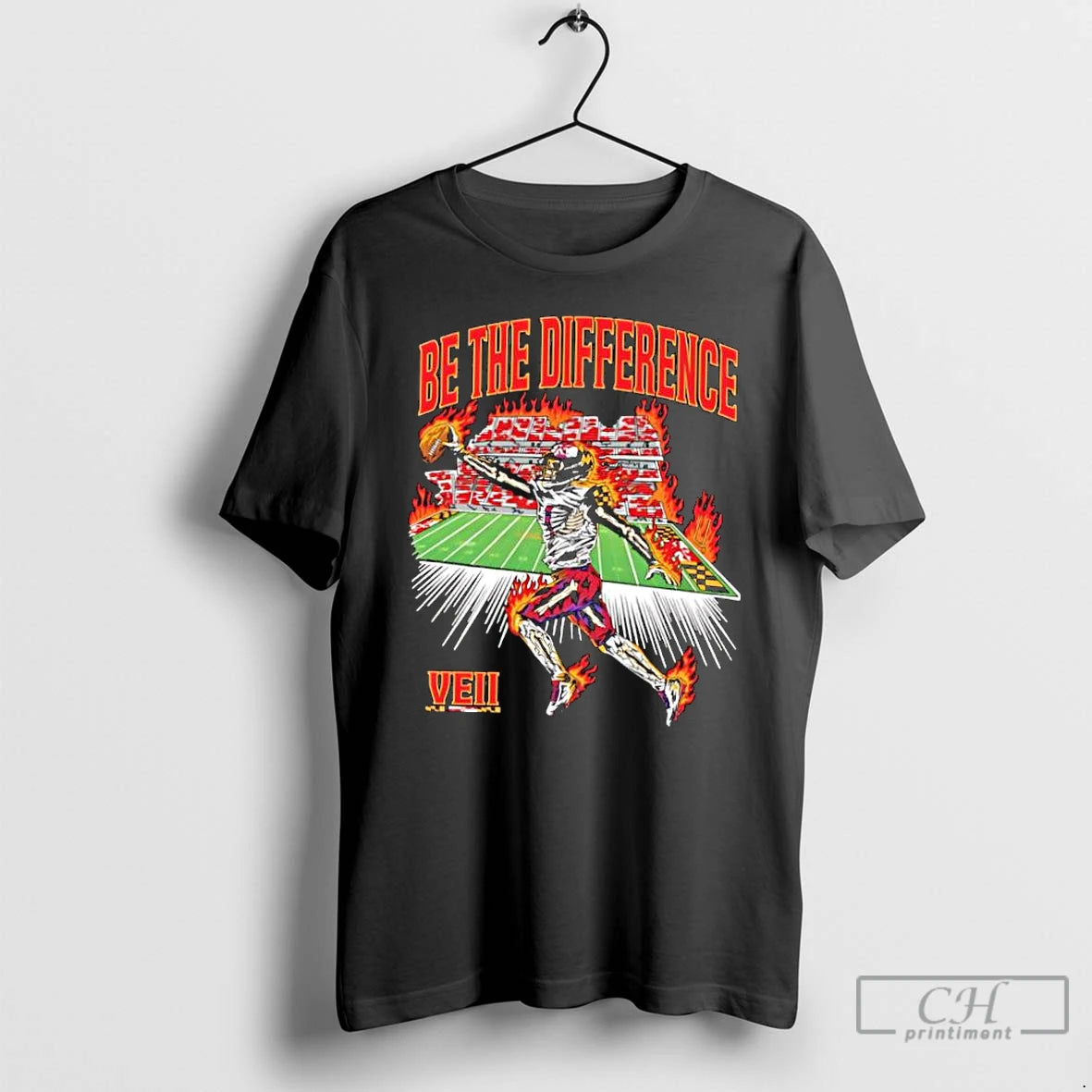 Classic Be The Difference Veii Maryland Flag Skeleton Player 1 Jumping Catching Ball On Fire