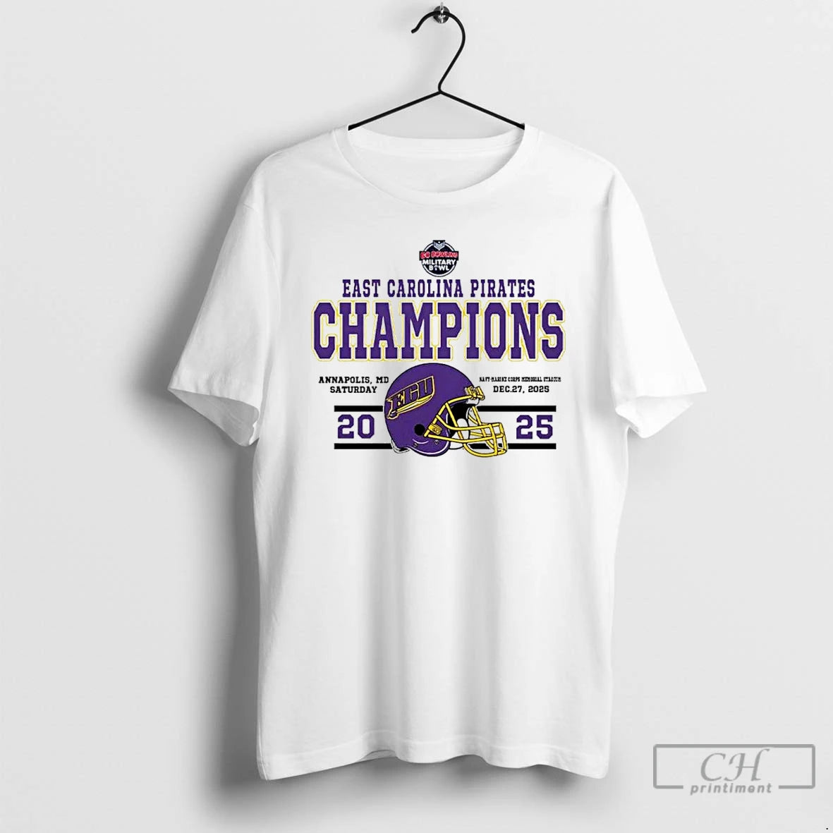 Classic East Carolina Pirates Football 2025 Go Bowling Military Bowl Champions Helmet T Shirts Sweater