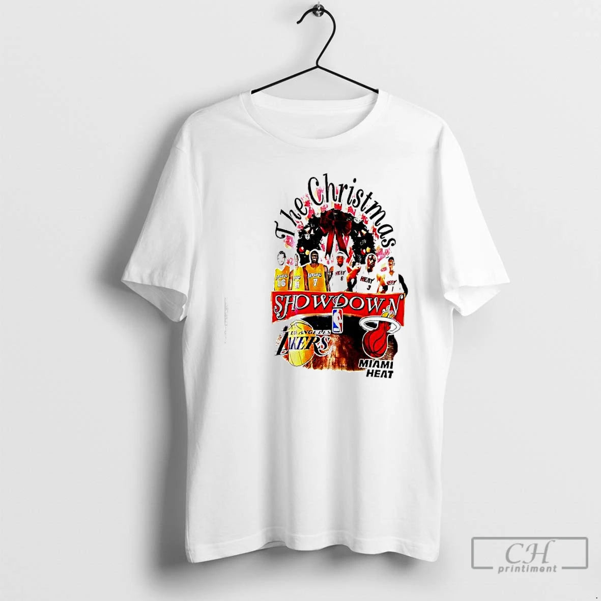 Classic The Christmas Showdown Los Angeles Lakers And Miami Heat Basketball Teams Graphic T Shirts