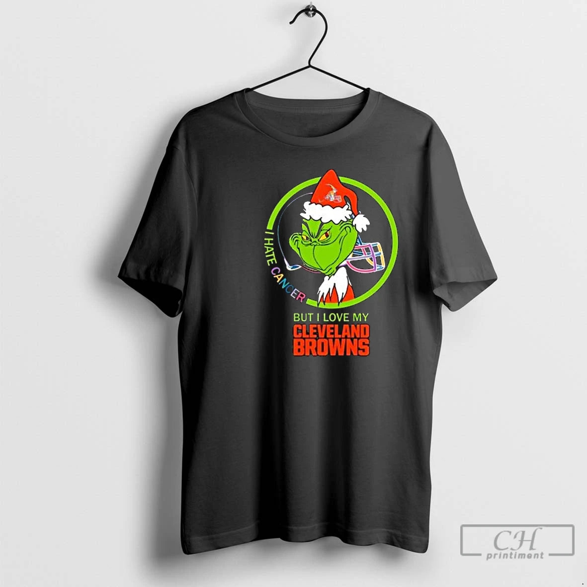 Classic The Grinch I Hate Cancer But I Love My Cleveland Browns Merry Christmas Circle