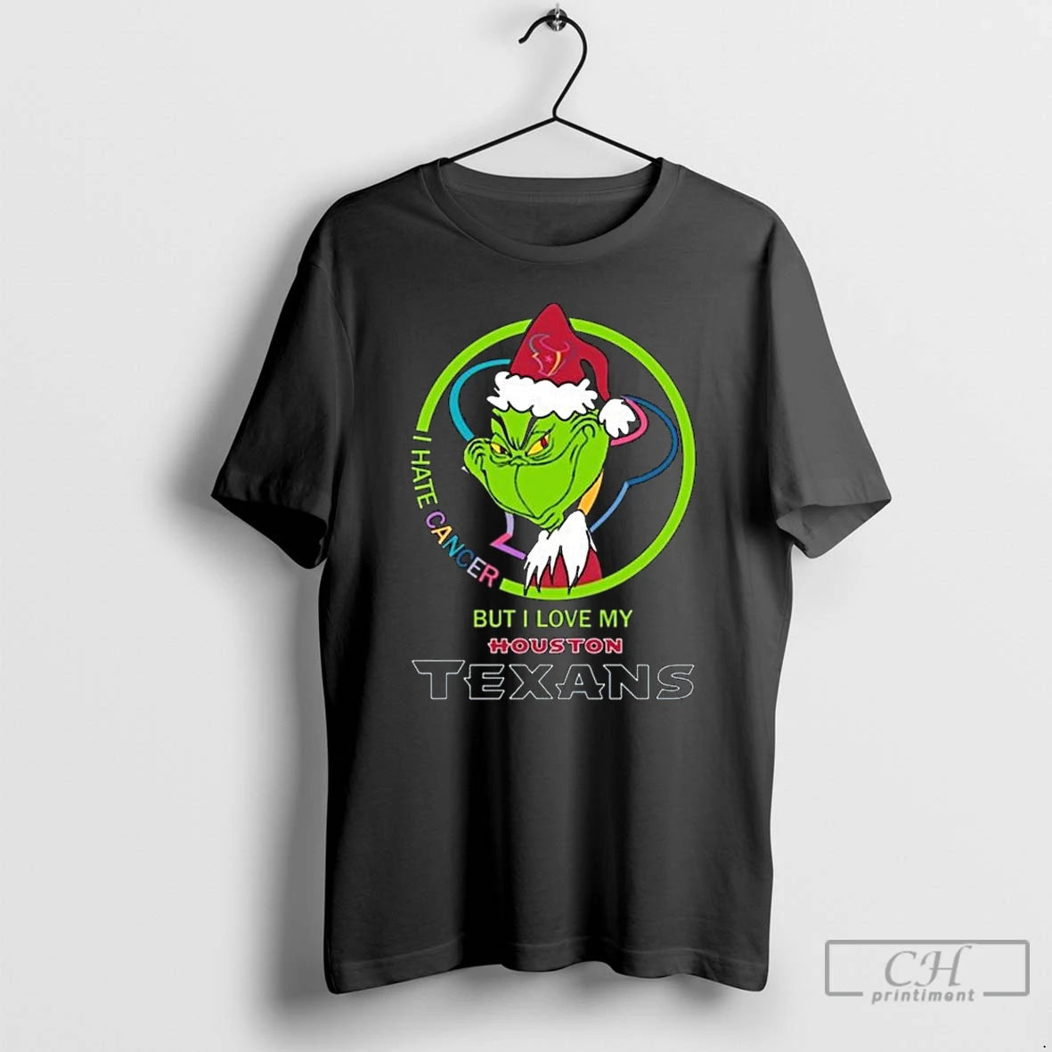 Classic The Grinch I Hate Cancer But I Love My Houston Texans Merry Christmas
