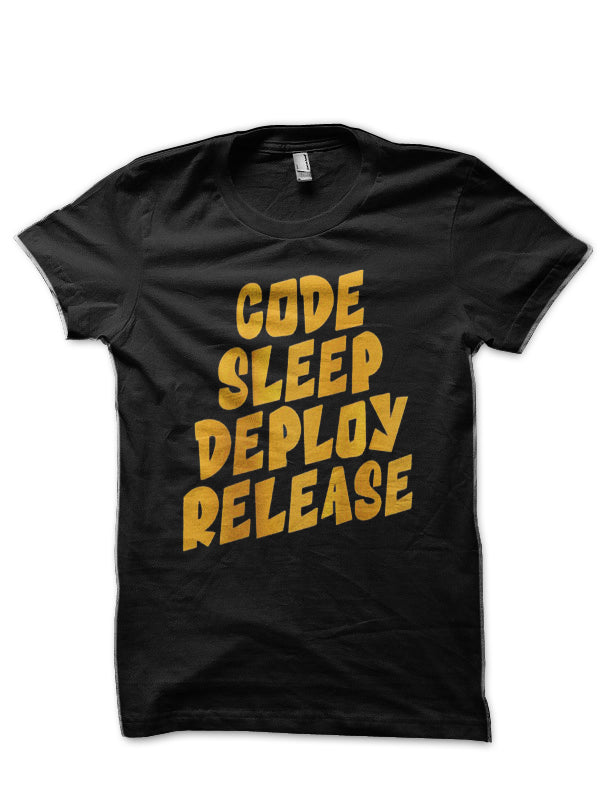 Code Sleep Deploy Release Black T-Shirt