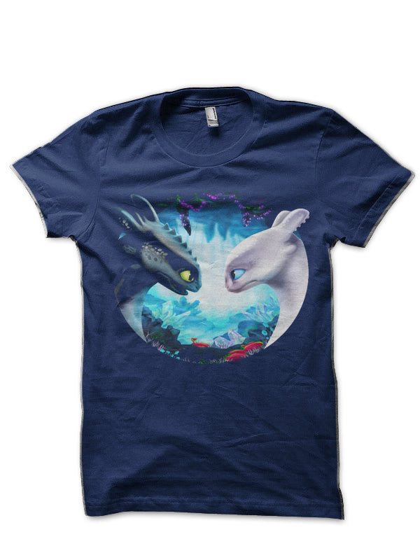 Toothless and Light Fury (How to Train Your Dragon 3) Navy Blue T-Shirt