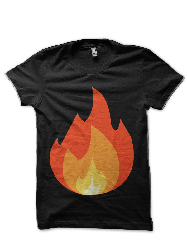 Fire Emoji Black T-Shirt