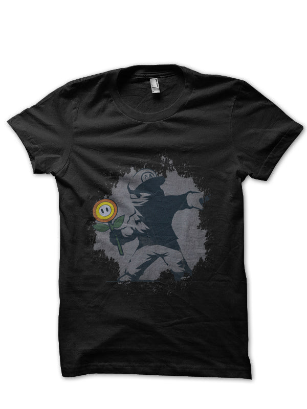 Graffiti Flower Black Half Sleeve T-Shirt