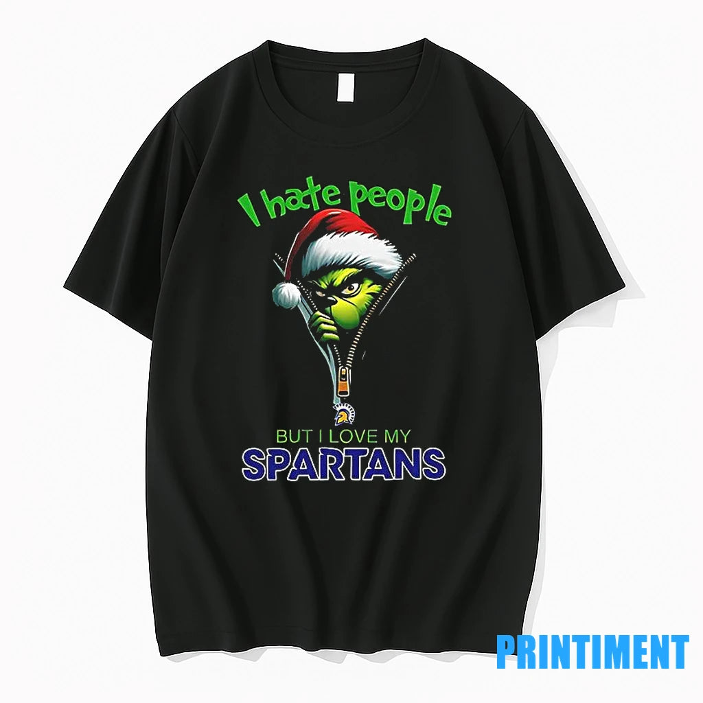 Grinch Santa Hat I Hate People But I Love My San Jose State Spartans Christmas