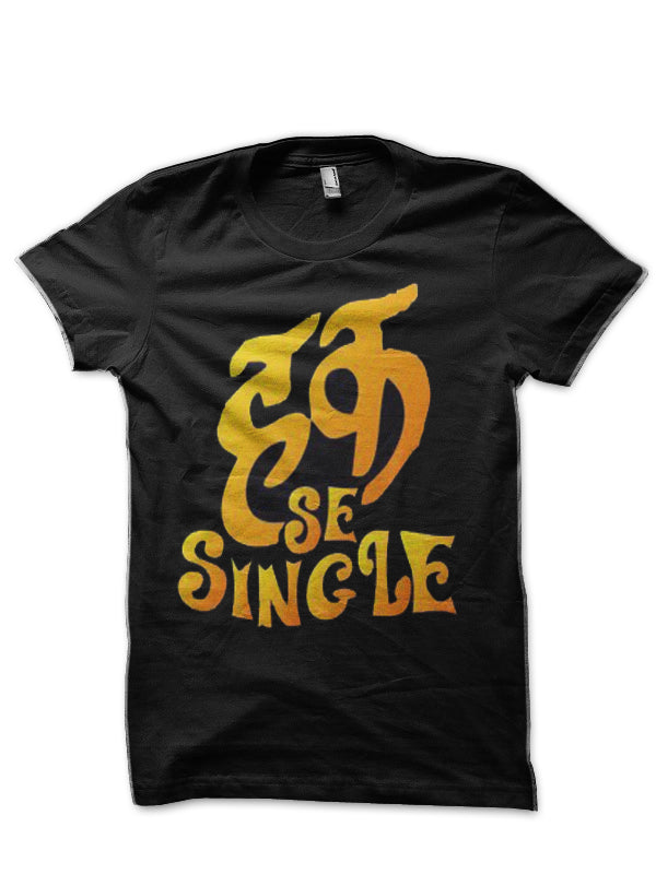 Haq Se Single Hinglish Print black T-Shirt