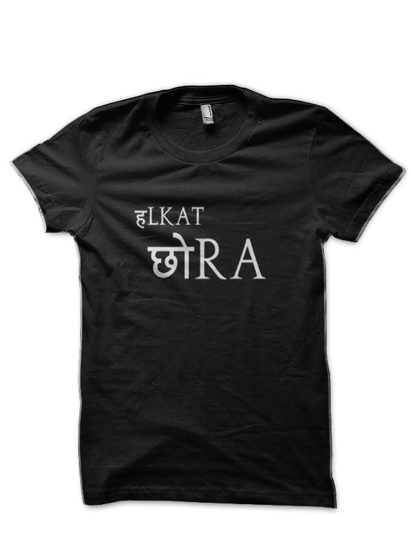 Halkat Chora Hinglish Print Black T-Shirt